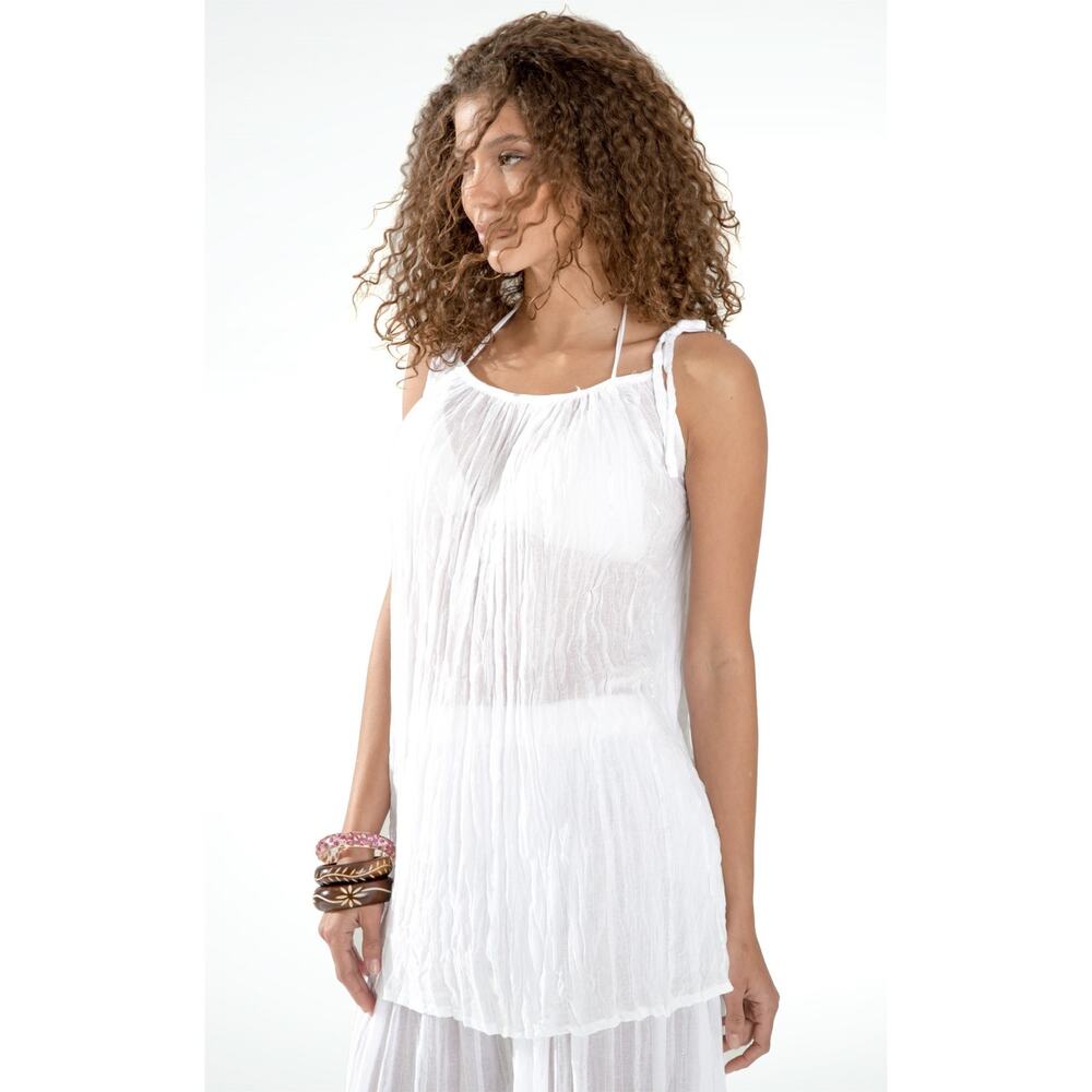 White by Nature Women's Cotton Bow Tie Strap Cover-up - White - One Size